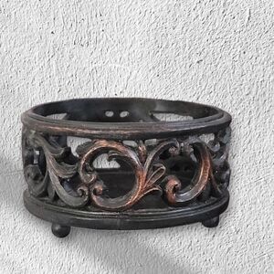 Kirklans Ornate Black and Brown Decorative Candle Holder